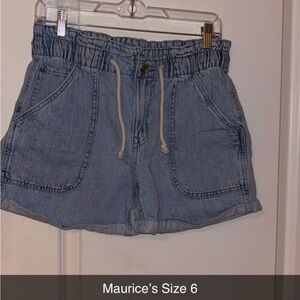 Maurices Blue Jean Shorts High-Waisted Relaxed Fit